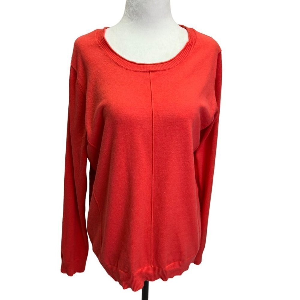 CONRAD C Orange Round Neck Long Sleeve Sweater Size L